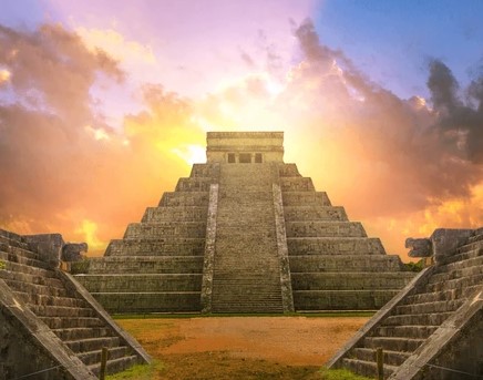 Aztec temples were typically part of a stepped pyramid and usually faced west