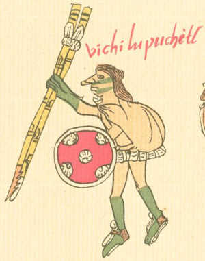 Depiction of Huitzilopochtli as human