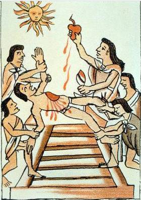 aztec human sacrifice to the god tonatiuh  Aztec Heart Sacrifice